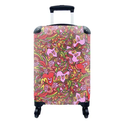 Produktbild von MuchoWow® Koffer Handgepäck Trolley Rollkoffer Kleine Reisekoffer mit 4 Rollen - Design - Herz - Valentinstag - Cabin Size < 55x40x23 cm & 55x40x20 cm - Fotokoffer - Kabinenkoffer - Boardgepäck - Reise-Box - Reisekoffer - Reisegepäck - Koffer mit Bild - Trolley für Kinder
