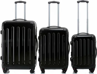 Produktbild von Trolley-Koffer-Set 3-tlg. - Light - XL-Volumen - 4 Rollen - Dehnfalte - 75, 63, 55cm - Schwarz