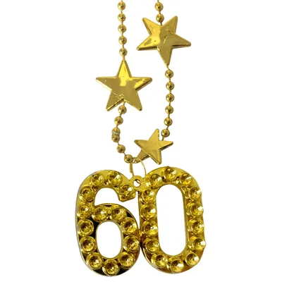 Produktbild von 1 HALS KETTE 60. GEBURTSTAG GOLDFARBEND PARTY Diamantene Diamant HOCHZEIT