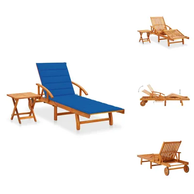 Imagen del producto de vidaXL: Tumbona de jardín con mesa y cojín, fabricada en madera de acacia maciza