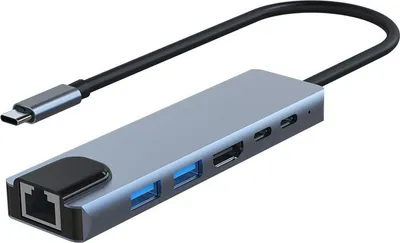 Obrázek produktu pro INF USB-C multiportový adaptér USB-A, USB-C, HDMI, RJ45 Šedá