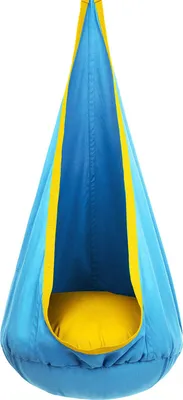 Image de Hamac pour enfants 100% thérapie-siège de balançoire pour enfants avec sac, crochet de plafond pivotant à 360 °, bleu ciel & jaune citron