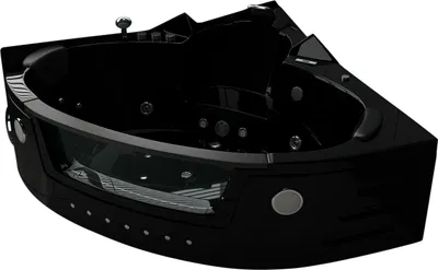 Produktbild von Whirlpool Indoor Spa Badewanne Eckbadewanne VILLA CARLOTTA schwarz 1530 x 1530 mm LED Massagedüsen Heizung Home Spa Whirlwanne 2 Personen