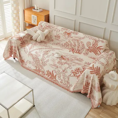Produktbild von Umkehrbare Chenille-Decke für Sofa und Bett 180x340cm - Orange