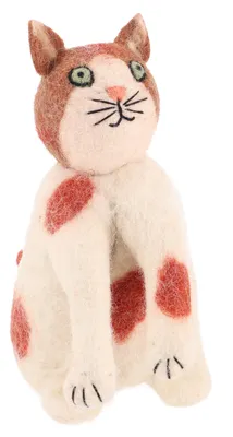 Produktbild von Filz Eierwärmer, Handgemachte Filzdekoration aus Nepal, Filztier - Katze Lotte, Mehrfarbig, Filz,Wolle, 14*8*8 cm, Filz Eierwärmer