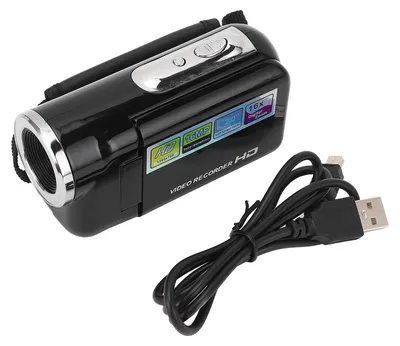Zdjęcie produktu dla Kamera wideo 16 MP, rozdzielczość 1080p, 16-krotny zoom cyfrowy, rejestrator USB z obrotowym ekranem 2-calowym, idealna na podróże, kolor czarny