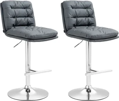 Produktbild von 2er Set Barhocker Damar Kunstleder chrom grau