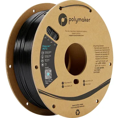 Image de Polymaker PolyLite PETG, Couleur:Noir, Taille du filament:1.75mm, Poids:1 kg