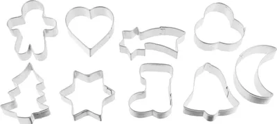 Produktbild von Zenker Weihnachtsausstecher PATISSERIE, Ausstechformen auf einem Drahtbügel, Ausstecher für Plätzchen, Kekse und Fondant (Farbe: Silber) Menge: 1 x 9 Stück