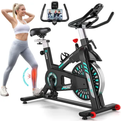 Produktbild von RIKSION Heimtrainer Fahrrad mit App, Leises Hometrainer Fahrrad Mit, Bequem Ergometer Heimtrainer mit LCD-Display, Tablet-Halterung, Bis 160KG