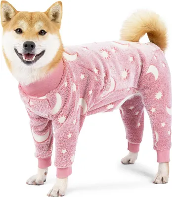 Produktbild von Hundepyjama, Flanell-Hunde-Onesie, warme Haustierkleidung, weicher Hunde-Pyjama, Hundebekleidung, Overall mit Beinen für Haustiere, Hunde und Katzen