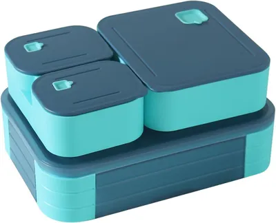 Obrázok produktu pre Bento obedár 1100 ml, 3 priehradky, nepresakujúci, stohovateľný, do školy