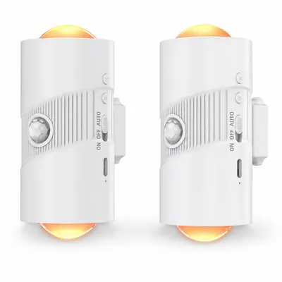 Produktbild von Bewegungsmelder Nachtlicht 2er Set, USB Akku, RGB Farbwechsel, Dämmerungssensor, magnetisch, für Treppen, Flur & Kinderzimmer