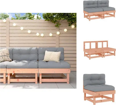 Produktbild von vidaXL Mittelsofas mit Kissen 2 Stk. Massivholz Douglasie -  Gartensofaelemente