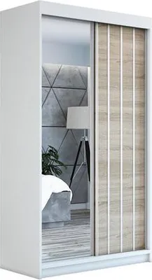 Produktbild von Schwebetürenschrank, 2-türig Schrank mit Spiegel! Moderne Garderobe für Kleidung. Verschiedene Farben (Weiß, Schwarz, Somona) Kleiderschrank VIGO 160 cm