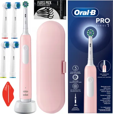 Produktbild von Oral-B Pro 1 Rosa Zahnbürste + Spitze Fall Zahnstocher Extraktor Spinel