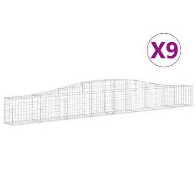 Produktbild von Gabionen mit Hochbogen 9 Stk. 400x30x40/60 cm Verzinktes Eisen