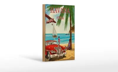 Produktbild von Holzschild Havana 12x18cm Cuba Retro Urlaub Palmen