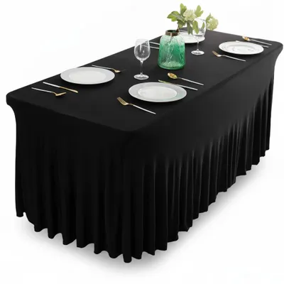 Produktbild von InAndOutdoorMatch - Tischbezug - Stretch - Schwarz, KI-generiertes Bild