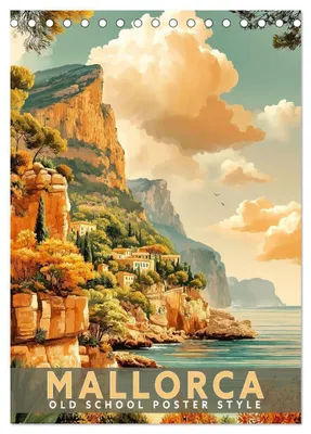 Produktbild von Mallorca - Old School Poster Style (Tischkalender 2027 DIN A5 hoch), CALVENDO Monatskalender