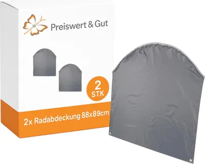 Produktbild von 2 x Radabdeckung 88x89cm für Wohnwagen und Wohnmobile – Wetterfeste Radkastenabdeckung, Reifenabdeckung Keder Ø7mm - 2 Ösen