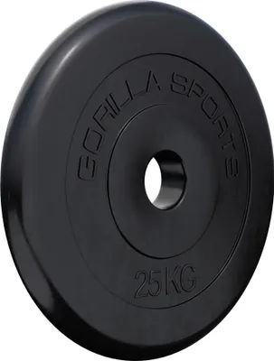 Produktbild von GORILLA SPORTS® Hantelscheiben - 25kg Gewichte, 30/31mm Bohrung, Gusseisen, Gummiert, Schwarz - Gewichtsscheiben, Hantelset