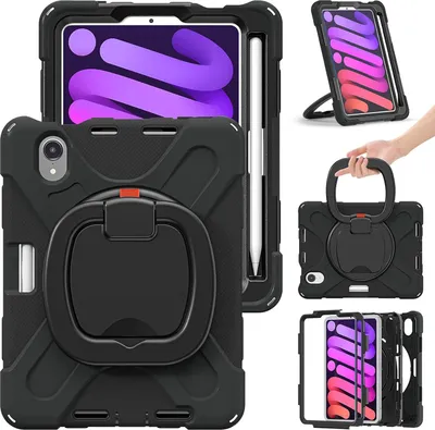 Produktbild von Tasche für iPad Mini 6 8.3" mit Ständer und Schultergurt Schwarz