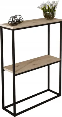 Zdjęcie produktu dla Konsola metalowa toaletka stolik półka stojąca loft czarny artisan 60x20h80