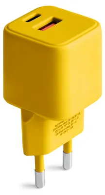 Produktbild von Forever COLORUM, Handy-Ladegeräte für alle iPhone, Xiaomi, Huawei, Motorola und Samsung, Schnellladegerät + USB-A + USB-C PD 30W CLS30-AC-10 Gelb