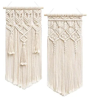 Obrázok produktu pre Dekoratívne nástenné macramé, 2 kusy, 45,7 x 24 cm, boho dekorácia na stenu