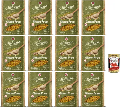 Produktbild von La Molisana, Fusilli n. 28 Senza Glutine, Nudeln Gluten -freie Pasta und Bronzezeichnung mit Vollreis, Mais und Quinoa, Kochzeit 10 Minuten, 12x 400 g + Italian Gourmet polpa 400g