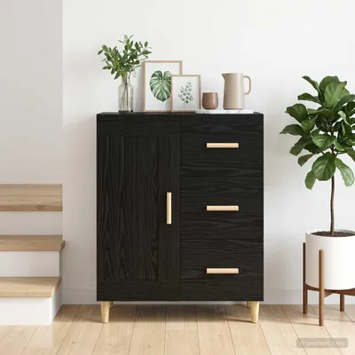 Zdjęcie produktu dla Komoda vidaXL z czarnego dębu, 69,5 x 34 x 90 cm, materiał drewnopochodny