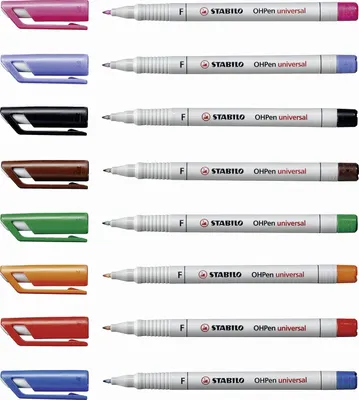 Obrázek produktu pro Fóliové pero - STABILO OHPen univerzální - jemné, vodou ředitelné - balení 8 kusů - s 8 různými barvami