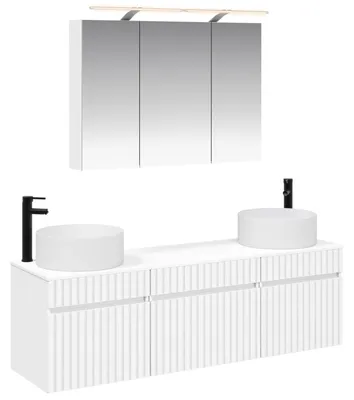 Image de Ensemble d'armoires de salle de bain vidaXL, 4 pièces, blanc, 100 x 14,5 x 70 cm