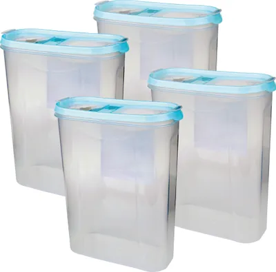 Zdjęcie produktu dla Pojemniki do przechowywania z pokrywką 2,8 litra (opakowanie 4 szt. / turkusowy), hermetyczny pojemnik na żywność niezawierający BPA, zestaw pojemników do przechowywania - pojemniki do przechowywania żywności z pokrywką na zawiasach