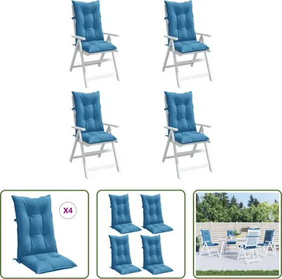 Image de Coussins pour fauteuil Hochlehner, lot de 4, mélange de couleurs bleu, 120x50x7 cm, tissu