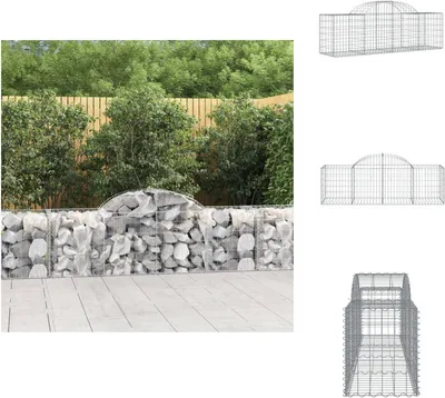 Produktbild von vidaXL Gabione mit Hochbogen 200x50x60/80 cm Verzinktes Eisen -  Blumentöpfe & Pflanzgefäße