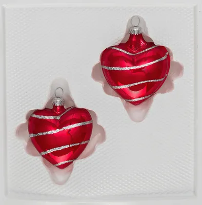 Produktbild von 2 tlg. Glas-Herzen Set in Hochglanz Rot Candy