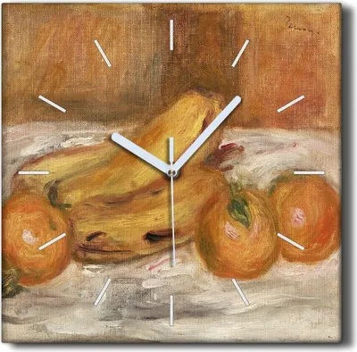 Produktbild von Coloray Hodiny Unikátní 30x30 cm  Tiché hodiny Pro obývací pokoj a kuchyň Nástěnné hodiny Plátno Černé ručičky hodin - Ovocné pomeny banány