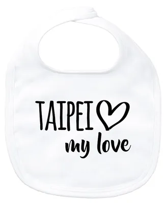 Produktbild von Huuraa Baby Lätzchen Taipei my love White Klettverschluss Baumwolle Latz Geschenkidee