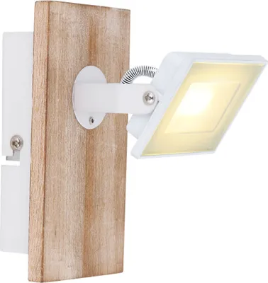 Produktbild von LED Strahler, Holz, Metall, Glas, Weiß, schwenkbar, H 150 cm