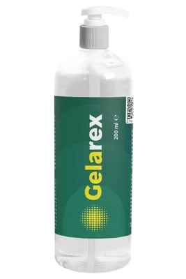 A clear studio shot of a hand sanitizer bottle with a pump dispenser.