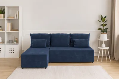 Zdjęcie produktu dla Narożnik KUBO L FIT z funkcją spania 120x200, pojemnik na pościel, uniwersalny L/P, Kronos 09 granatowy, 206 cm