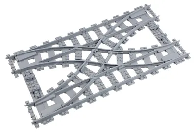 Produktbild von Trixbrix Doppel-Gleiswechsel R40 – Schienen kompatibel mit LEGO® City Eisenbahn und Zug, Zubehör für Klemmbausteine