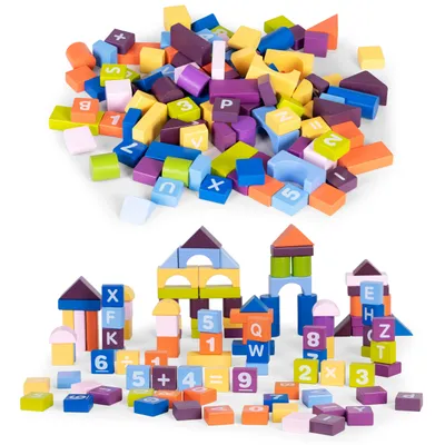 Produktbild von ecotoys - Holzbaukästen für Kinder bunt 108Stück