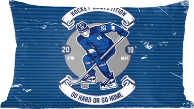Produktbild von MuchoWow® Zierkissen Sofakissen Wohnzimmer Dekokissen 60x40 cm Eishockey - Retro - Zitat - Kopfkissen - Polster mit Foto