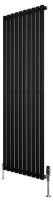 Produktbild von Gliederheizkörper mit TRV Chromventile – 1800mm x 600mm – Schwarz