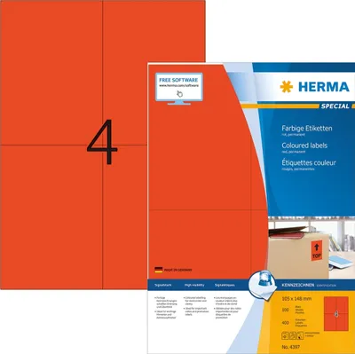 Produktbild von HERMA - Etikett 4397 105x148mm A6 rot 400 Stück