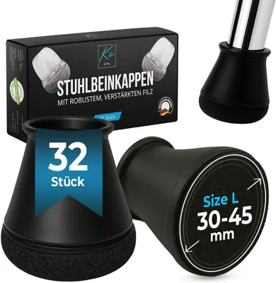 Productafbeelding van Ronde, zwarte stoelpotjes, 32 stuks, 30-45 mm, vilten glijders voor stoelen