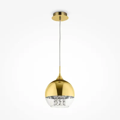 Produktbild von Hängelampe Metall Glas E27 rund D: 20 cm H: max. 96 cm in Gold Kugel Schirm Modern Kristall Hängeleuchte